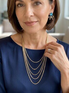 NWT Ann Taylor - Multi-Layered Gold-Tone Necklace - 20"+3" extender